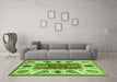 Machine Washable Abstract Green Modern Area Rugs in a Living Room,, wshabs3278grn