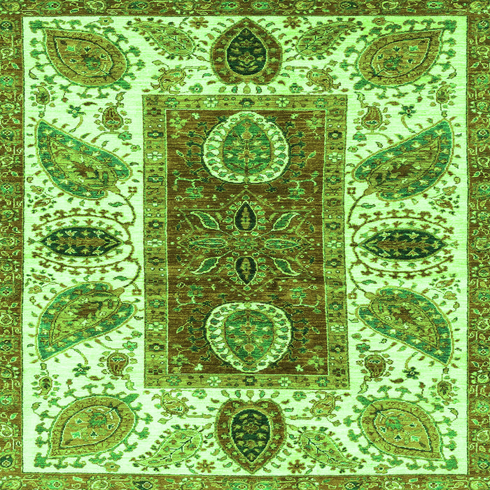 Square Abstract Green Modern Rug, abs3278grn