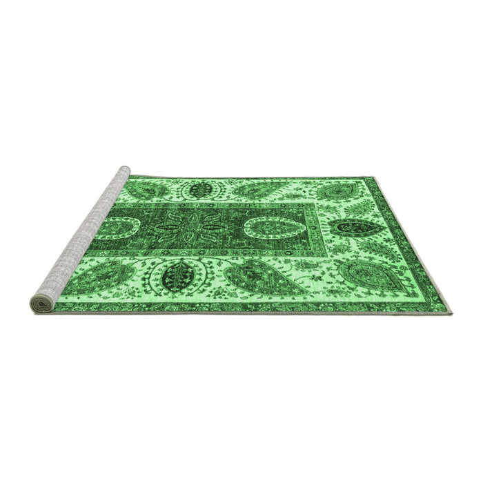 Sideview of Machine Washable Abstract Emerald Green Modern Area Rugs, wshabs3278emgrn