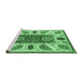 Sideview of Machine Washable Abstract Emerald Green Modern Area Rugs, wshabs3278emgrn