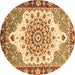 Round Machine Washable Abstract Brown Modern Rug, wshabs3279brn