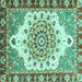 Square Machine Washable Abstract Turquoise Modern Area Rugs, wshabs3279turq