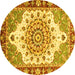 Round Machine Washable Abstract Yellow Modern Rug, wshabs3279yw