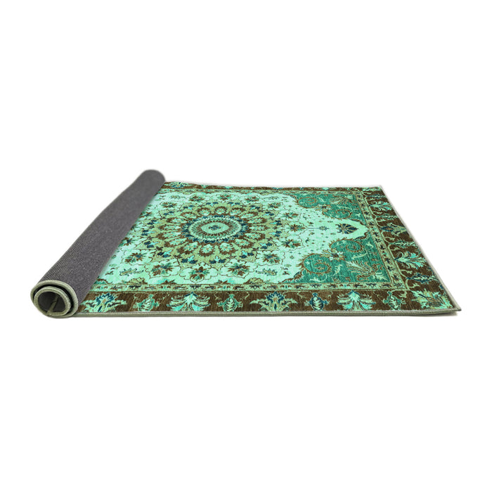 Sideview of Abstract Turquoise Modern Rug, abs3279turq