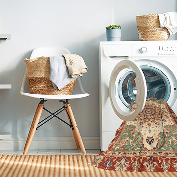 Machine Washable Abstract Yellow Rug in a Washing Machine, wshabs3279