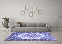 Machine Washable Abstract Blue Modern Rug, wshabs3279blu