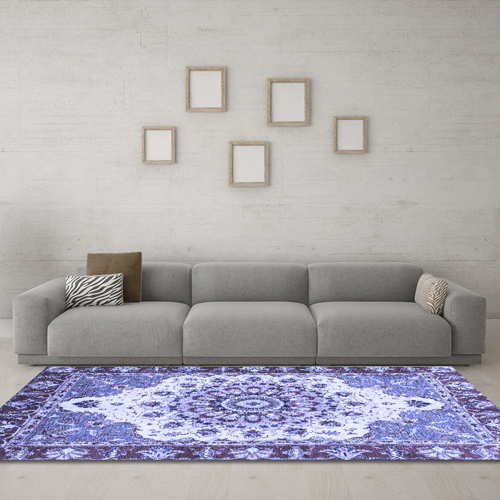 Machine Washable Abstract Blue Modern Rug in a Living Room, wshabs3279blu