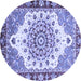 Round Abstract Blue Modern Rug, abs3279blu