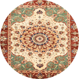 Round Abstract Yellow Modern Rug, abs3279