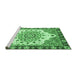 Sideview of Machine Washable Abstract Emerald Green Modern Area Rugs, wshabs3279emgrn