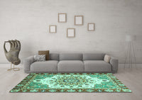 Machine Washable Abstract Turquoise Modern Rug, wshabs3279turq