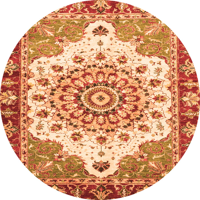 Round Abstract Orange Modern Rug, abs3279org