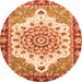 Round Abstract Orange Modern Rug, abs3279org