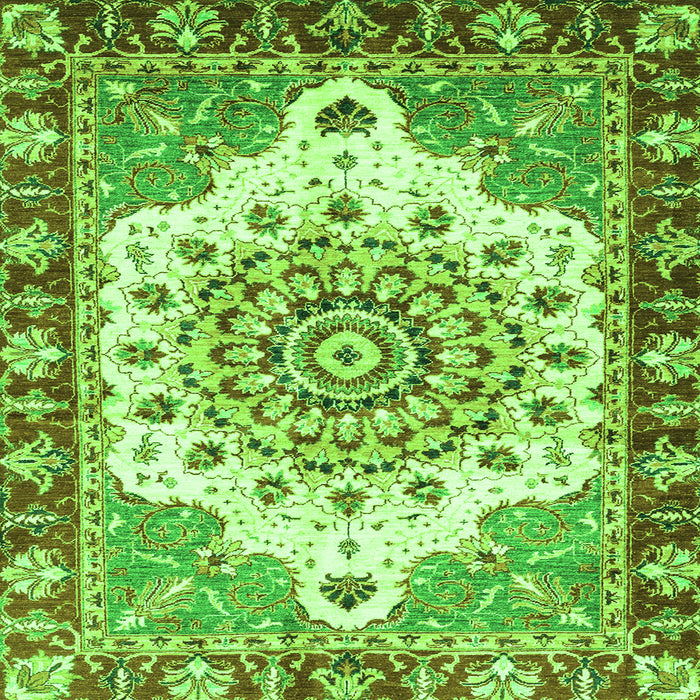 Square Machine Washable Abstract Green Modern Area Rugs, wshabs3279grn