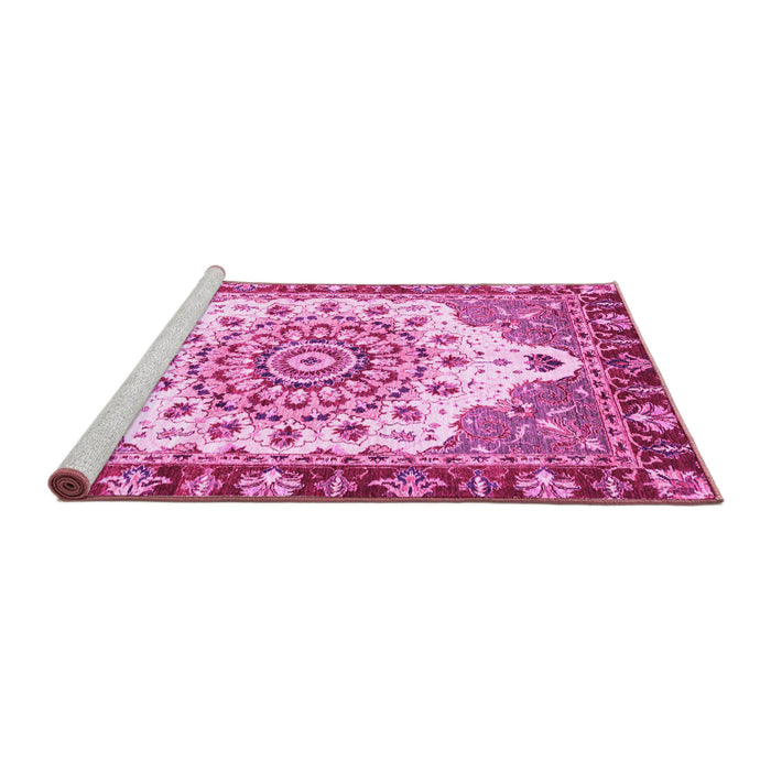 Sideview of Machine Washable Abstract Pink Modern Rug, wshabs3279pnk