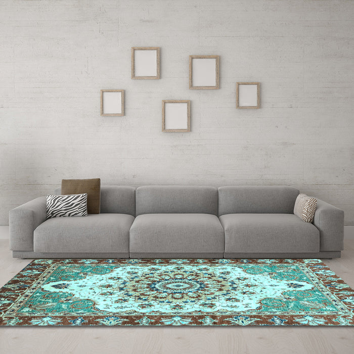 Machine Washable Abstract Light Blue Modern Rug in a Living Room, wshabs3279lblu