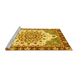 Sideview of Machine Washable Abstract Yellow Modern Rug, wshabs3279yw