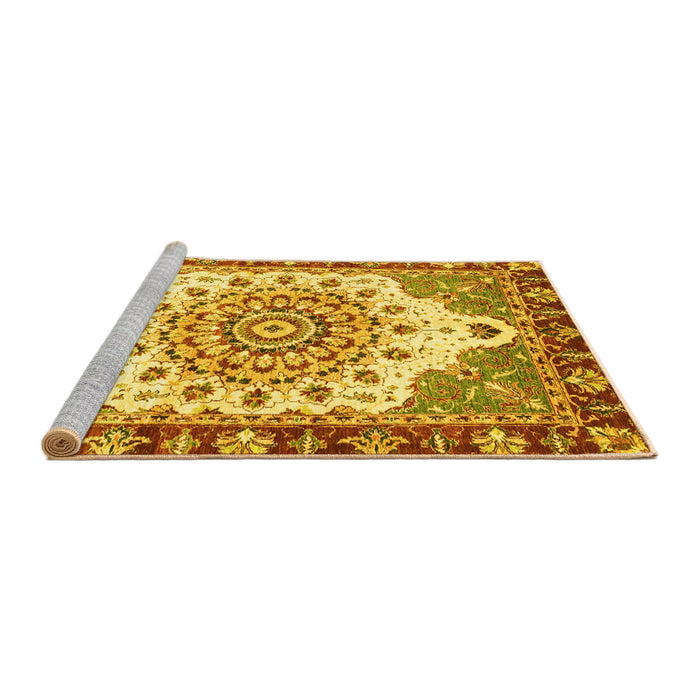 Sideview of Machine Washable Abstract Yellow Modern Rug, wshabs3279yw