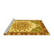 Sideview of Machine Washable Abstract Yellow Modern Rug, wshabs3279yw