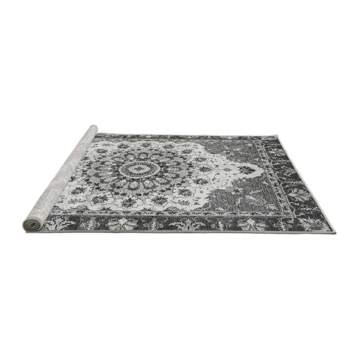 Sideview of Machine Washable Abstract Gray Modern Rug, wshabs3279gry