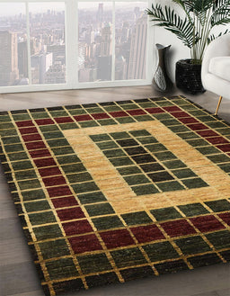 Abstract Red Modern Rug in Family Room, abs327