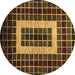 Round Abstract Brown Modern Rug, abs327brn