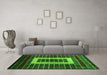 Machine Washable Abstract Green Modern Area Rugs in a Living Room,, wshabs327grn