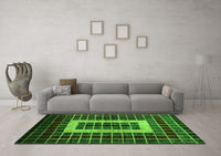 Machine Washable Abstract Green Modern Rug, wshabs327grn