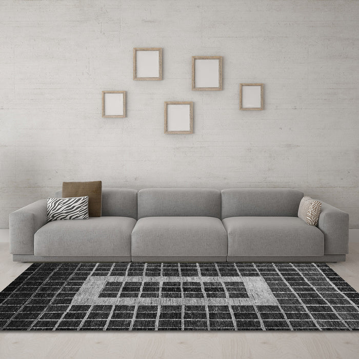 Machine Washable Abstract Gray Modern Rug in a Living Room,, wshabs327gry