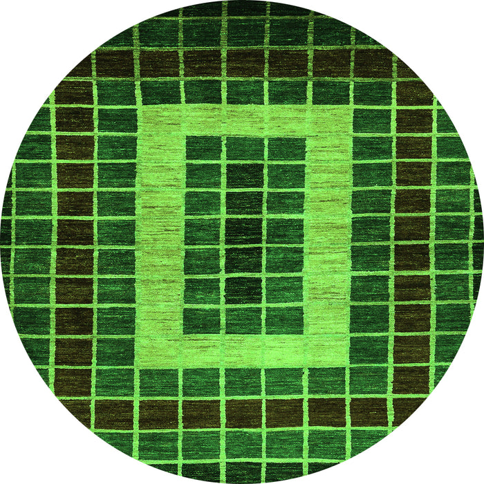 Round Abstract Green Modern Rug, abs327grn