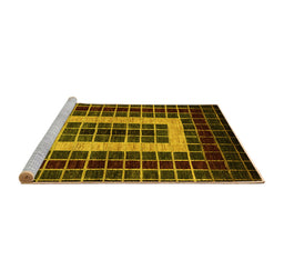 Sideview of Machine Washable Abstract Yellow Modern Rug, wshabs327yw