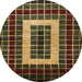 Round Abstract Red Modern Rug, abs327