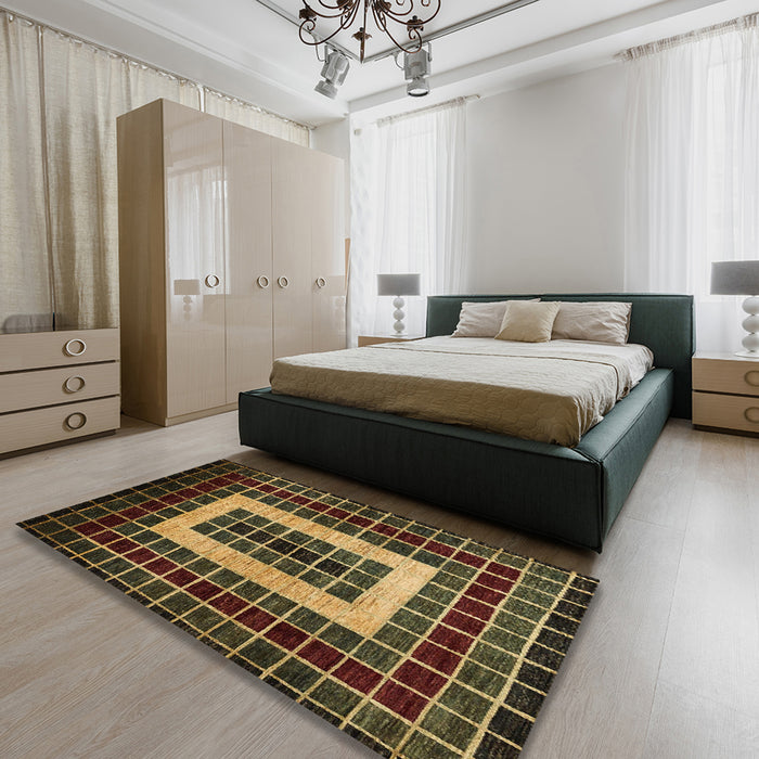 Machine Washable Abstract Night Red Rug in a Bedroom, wshabs327