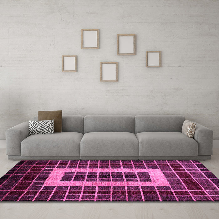 Machine Washable Abstract Pink Modern Rug in a Living Room, wshabs327pnk
