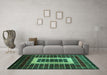 Machine Washable Abstract Turquoise Modern Area Rugs in a Living Room,, wshabs327turq