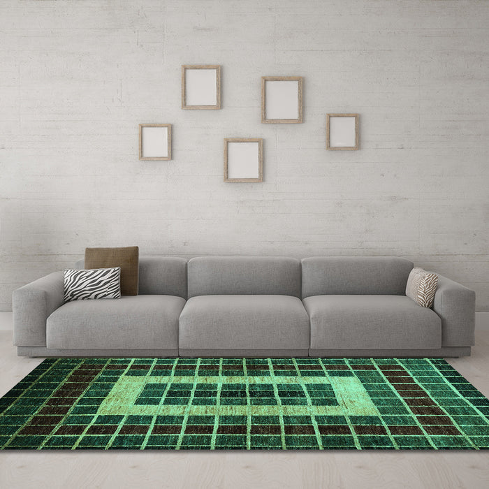 Machine Washable Abstract Turquoise Modern Area Rugs in a Living Room,, wshabs327turq