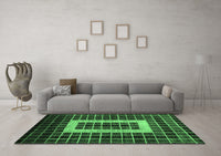 Machine Washable Abstract Emerald Green Modern Rug, wshabs327emgrn