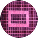 Round Machine Washable Abstract Pink Modern Rug, wshabs327pnk