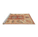 Sideview of Machine Washable Abstract Red Rug, wshabs3280