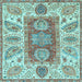 Square Machine Washable Abstract Light Blue Modern Rug, wshabs3280lblu