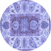 Round Machine Washable Abstract Blue Modern Rug, wshabs3280blu