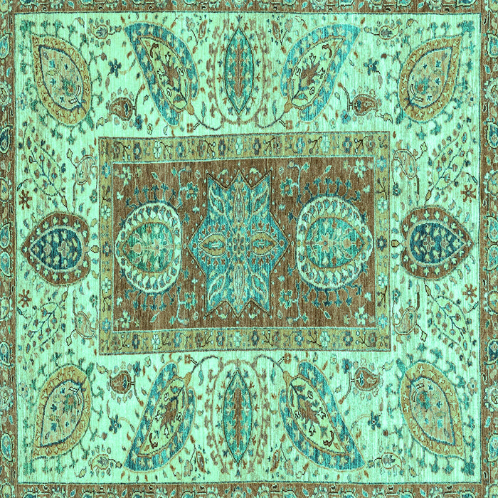 Square Machine Washable Abstract Turquoise Modern Area Rugs, wshabs3280turq