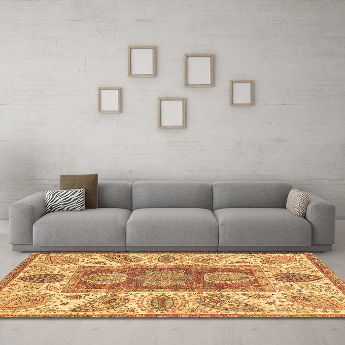 Machine Washable Abstract Brown Modern Rug in a Living Room,, wshabs3280brn