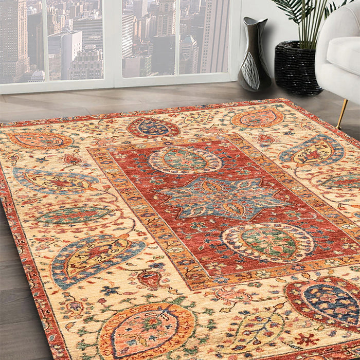Machine Washable Abstract Red Rug in a Family Room, wshabs3280