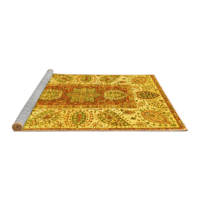 Sideview of Machine Washable Abstract Yellow Modern Rug, wshabs3280yw