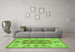 Machine Washable Abstract Green Modern Area Rugs in a Living Room,, wshabs3280grn