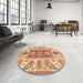 Round Abstract Red Modern Rug in a Office, abs3280