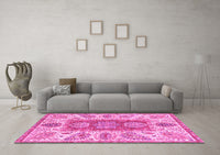 Machine Washable Abstract Pink Modern Rug, wshabs3280pnk