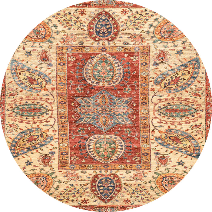 Round Machine Washable Abstract Red Rug, wshabs3280