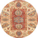 Round Machine Washable Abstract Red Rug, wshabs3280